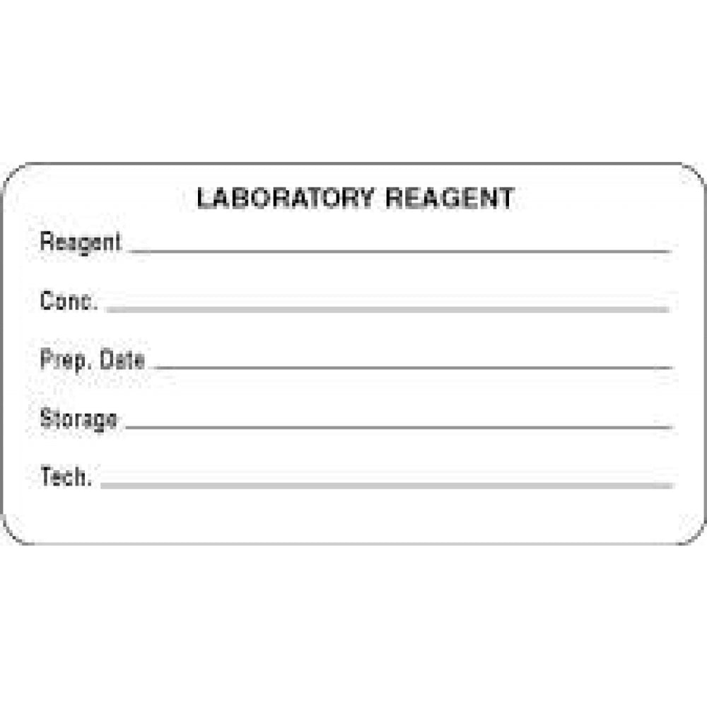 Label Paper Permanent Laboratory Reagent 3" X 1 5/8" White 1000 Per Roll