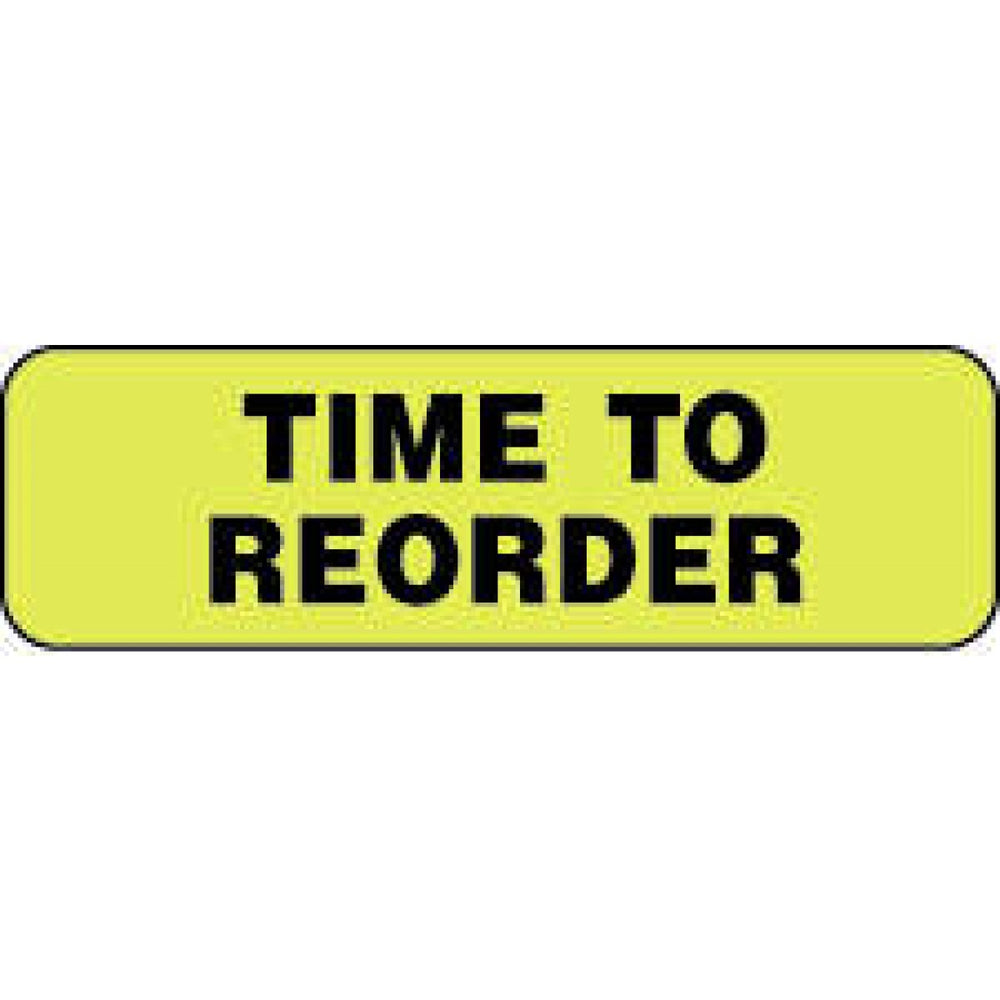 Label Paper Permanent Time To Reorder 1 1/4" X 3/8" Fl. Yellow 1000 Per Roll
