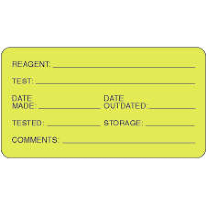 Label Paper Permanent Reagent: ___ 3" X 1 5/8" Fl. Yellow 1000 Per Roll