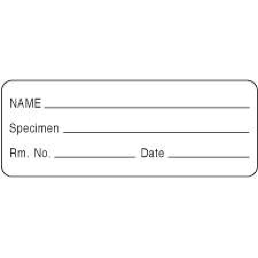 Label Paper Permanent Name___ Specimen 2" X 3/4" White 1000 Per Roll