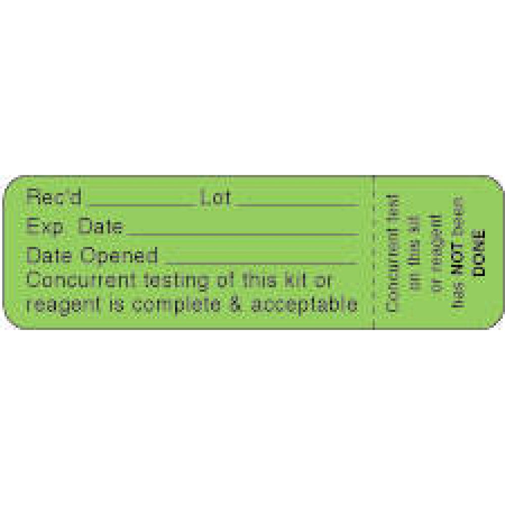 Label Paper Permanent Recd___ Lot 1" 1/2" Core 3" X 1 Fl. Green 1000 Per Roll