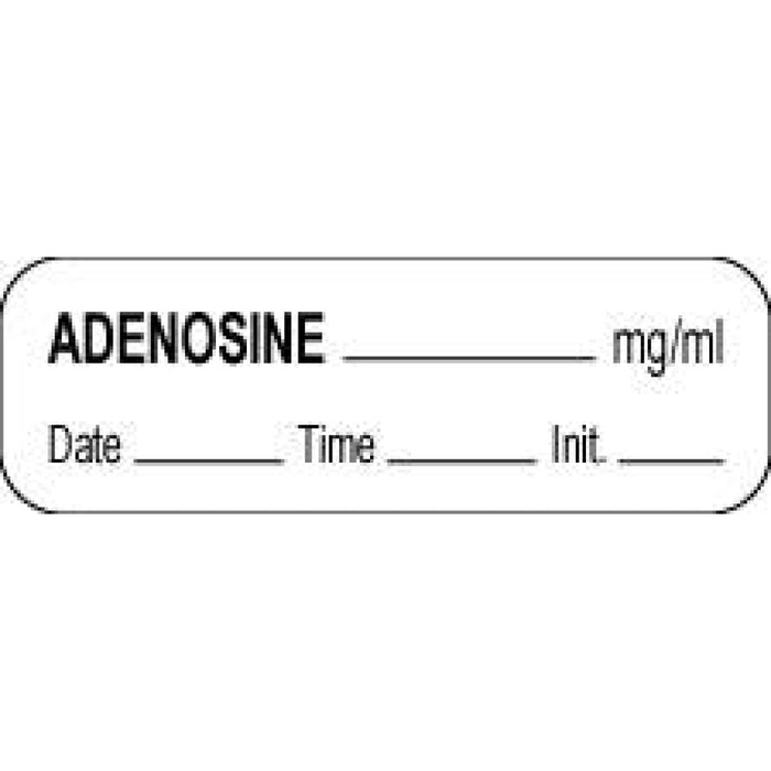 Anesthesia Label With Date, Time, And Initial Paper Permanent Adenosine Mg/Ml 1 1/2" X 1/2" White 1000 Per Roll