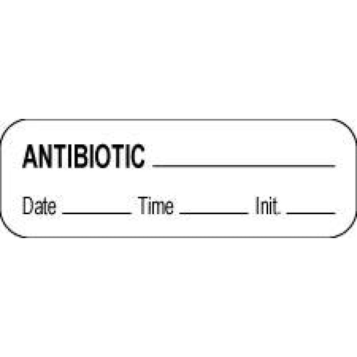 Anesthesia Label With Date, Time, And Initial Paper Permanent Antibiotic 1 1/2" X 1/2" White 1000 Per Roll