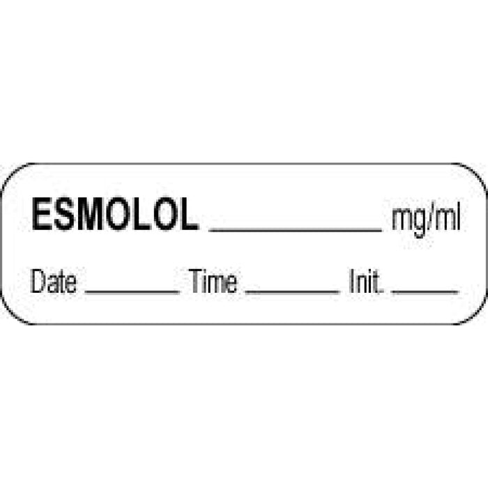 Anesthesia Label With Date, Time, And Initial Paper Permanent Esmolol Mg/Ml 1 1/2" X 1/2" White 1000 Per Roll