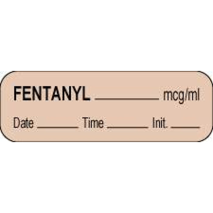 Anesthesia Label With Date, Time, And Initial Paper Permanent Tan Fentanyl Mcg/Ml 1 1/2" X 1/2" Tan 1000 Per Roll