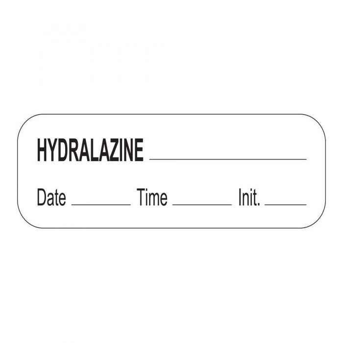 Anesthesia Label With Date, Time, And Initial Paper Permanent Hydralazine 1 1/2" X 1/2" White 1000 Per Roll