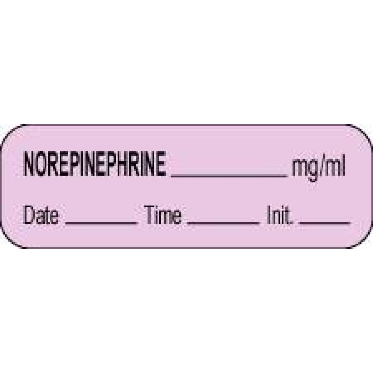Anesthesia Label With Date, Time & Initial (Paper, Permanent) Norepine ...