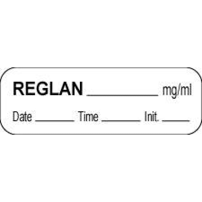Anesthesia Label With Date, Time, And Initial Paper Permanent Reglan Mg/Ml 1 1/2" X 1/2" White 1000 Per Roll