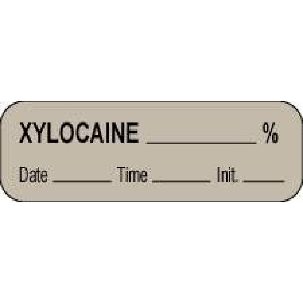 Anesthesia Label With Date, Time, And Initial Paper Permanent Xylocaine % 1 1/2" X 1/2" Gray 1000 Per Roll