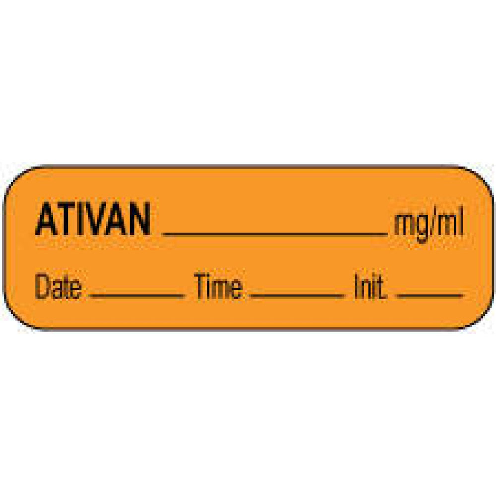 Anesthesia Label With Date, Time & Initial (Paper, Permanent) Ativan M ...