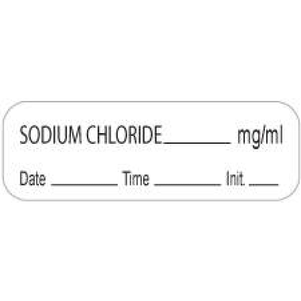 Anesthesia Label With Date, Time, And Initial Paper Permanent Sodium Chloride 1 1/2" X 1/2" White 1000 Per Roll