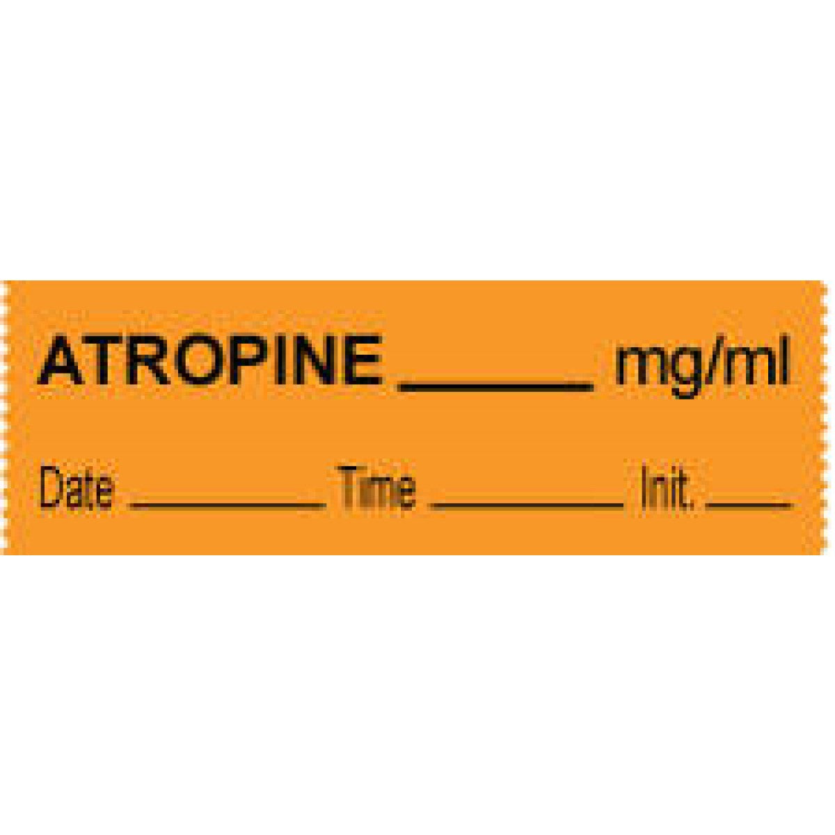 Anesthesia Tape With Date, Time & Initial (Removable) Atropine Mg/Ml 1