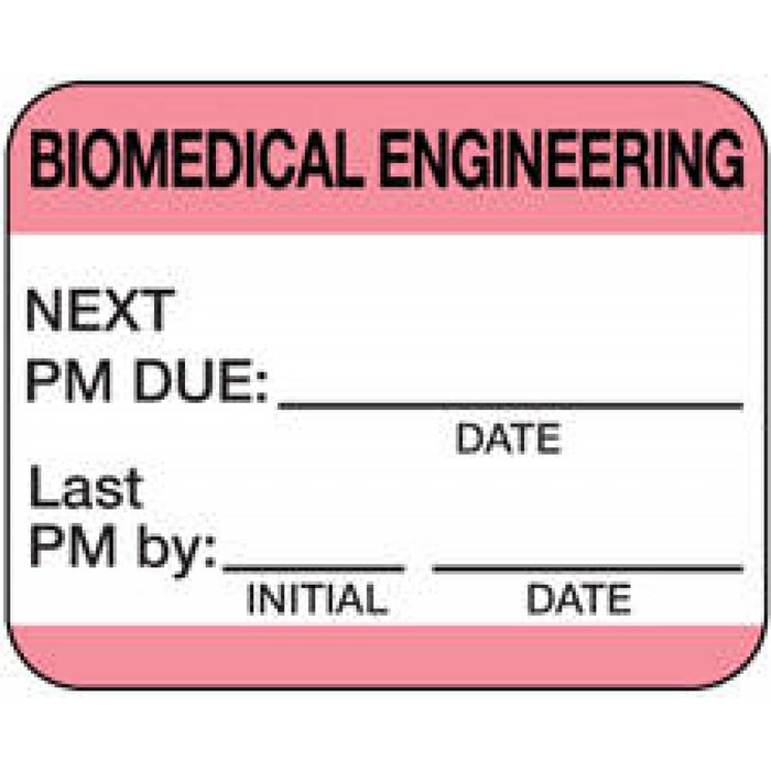 Label Self-Laminating Paper Permanent Biomedical Engineering 1" 1/2" Core 1 1/4" X 1 Pink 1000 Per Roll