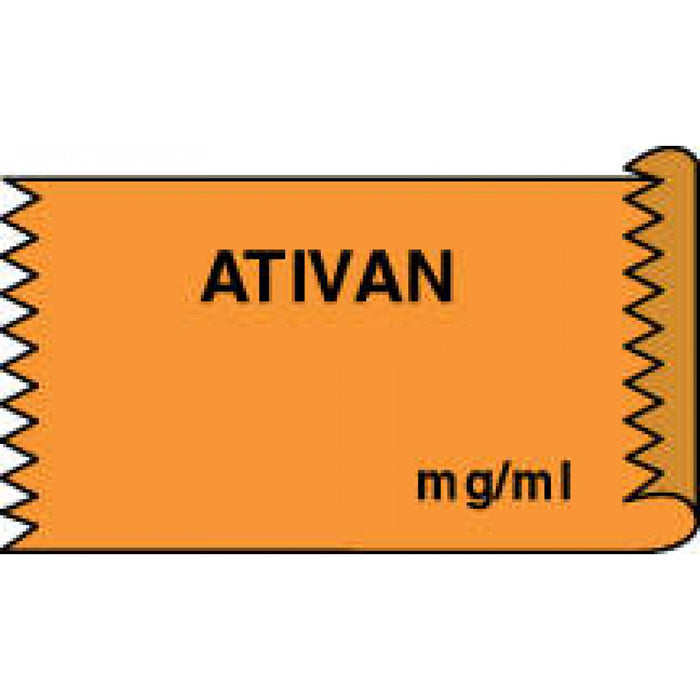 Ativan Ink Pen Label Anesthesia Tape (Removable) Ativan Mg/Ml 1/2
