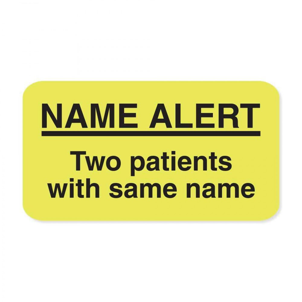Label Paper Removable Name Alert Two 1 5/8" X 7/8" Fl. Yellow 1000 Per Roll