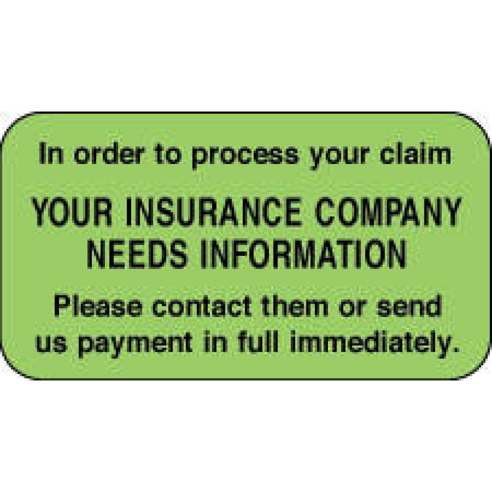 Label Paper Permanent In Order To Process 1 5/8" X 7/8" Fl. Green 1000 Per Roll