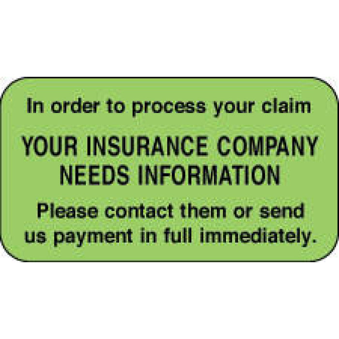 Label Paper Permanent In Order To Process 1 5/8" X 7/8" Fl. Green 1000 Per Roll