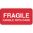 Label Paper Permanent Fragile Handle With 2" X 1" Red 1000 Per Roll