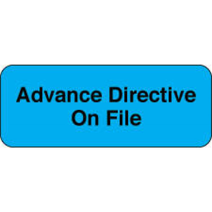 Label Paper Permanent Advance Directive On 2 1/4" X 7/8" Blue 1000 Per Roll