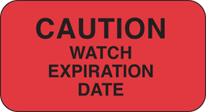 Label Paper Permanent Caution Watch 1 5/8" X 7/8" Fl. Red 1000 Per Roll