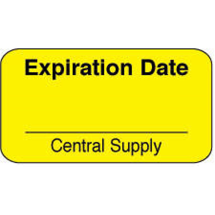 Label Paper Permanent Expiration Date 1 5/8" X 7/8" Yellow 1000 Per Roll