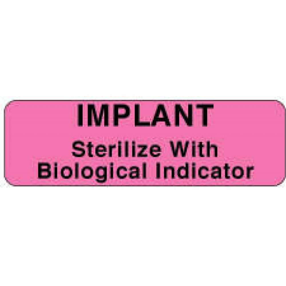 Label Paper Permanent Implant Sterilize 2 7/8" X 7/8" Fl. Pink 1000 Per Roll