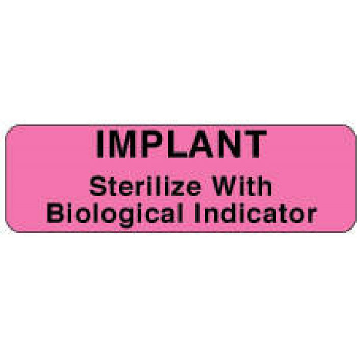 Label Paper Permanent Implant Sterilize 2 7/8" X 7/8" Fl. Pink 1000 Per Roll