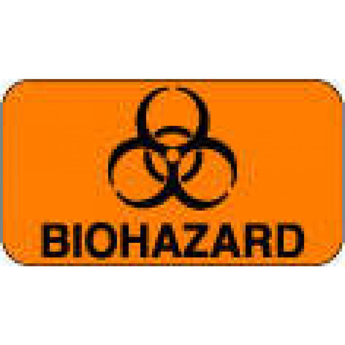 Label Paper Permanent Biohazard 1 5/8" X 7/8" Fl. Orange 1000 Per Roll