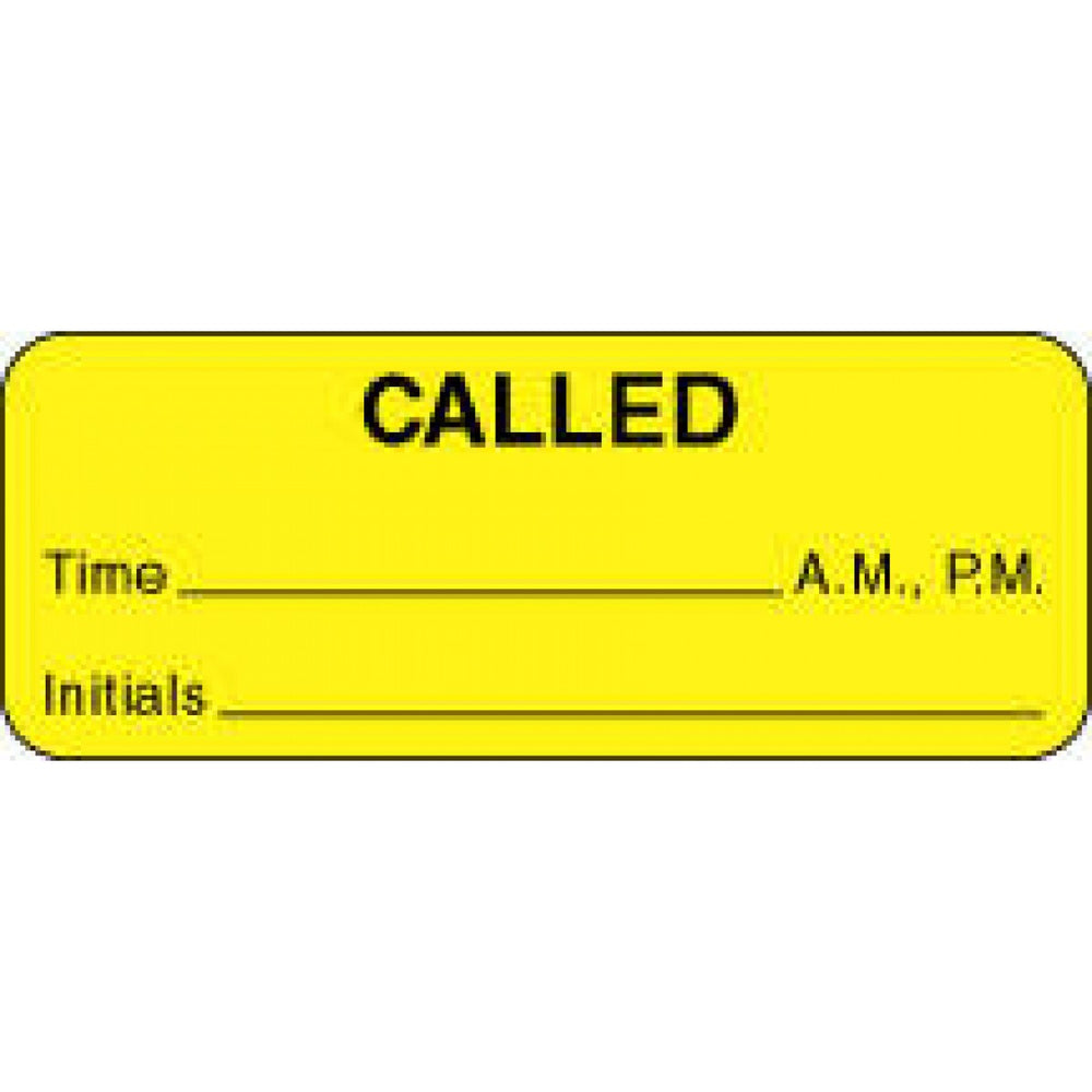 Label Paper Permanent Called Time ___ 2 1/4" X 7/8" Yellow 1000 Per Roll