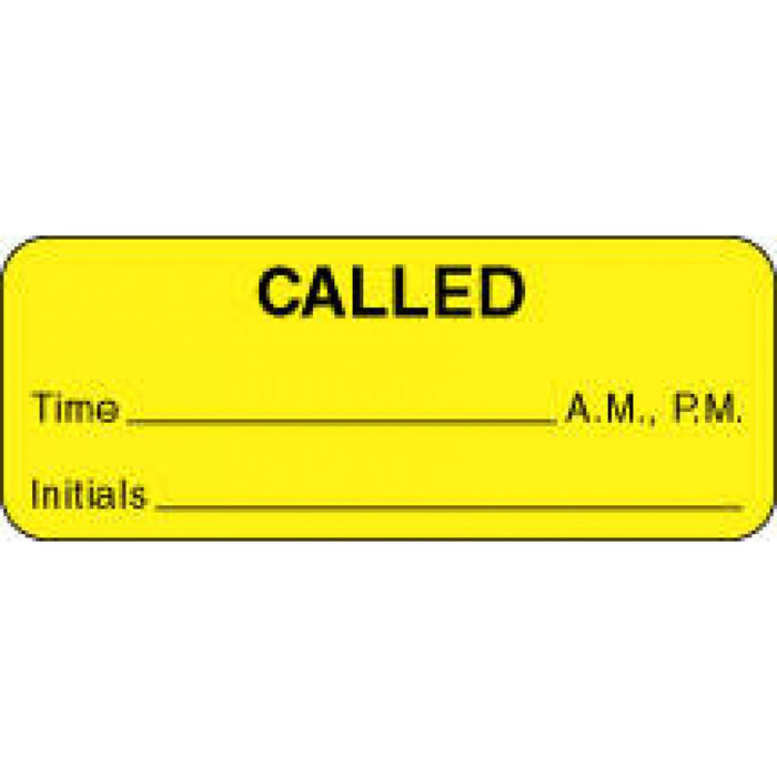 Label Paper Permanent Called Time ___ 2 1/4" X 7/8" Yellow 1000 Per Roll