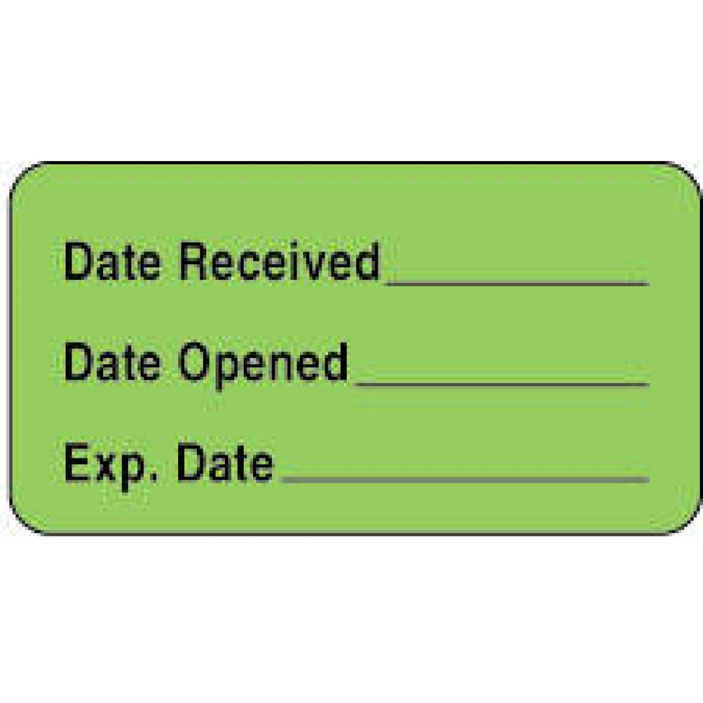 Label Paper Permanent Date Received 1 5/8" X 7/8" Fl. Green 1000 Per Roll