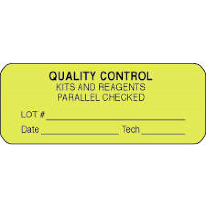 Label Paper Permanent Quality Control Kits 2 1/4" X 7/8" Fl. Yellow 1000 Per Roll