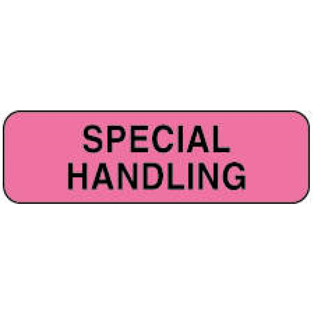 Label Paper Permanent Special Handling 1 1/4" X 3/8" Fl. Pink 1000 Per Roll
