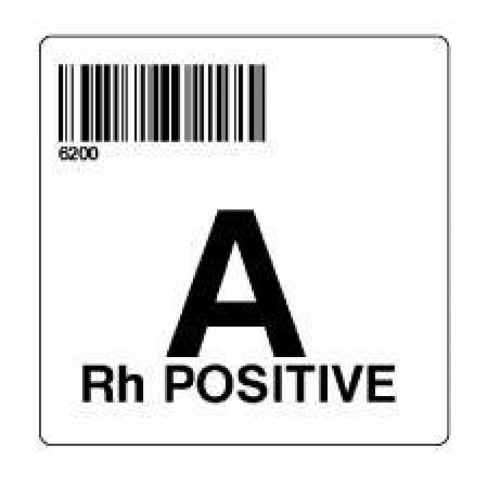 Label Isbt 128 Synthetic Permanent "A Rh Positive'' Core 2" X 2" White 500 Per Roll