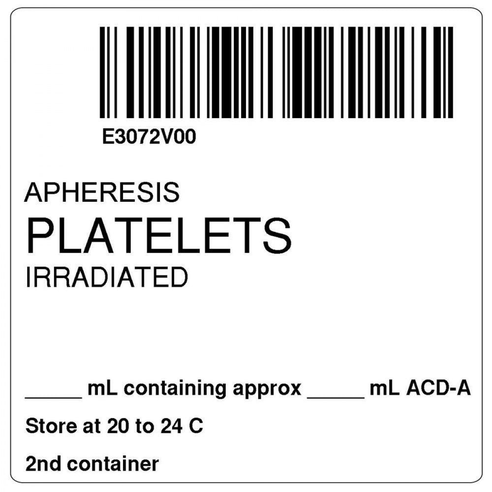 Label "Apheresis Platelets" 2X2 White 500 Rl P 59715149