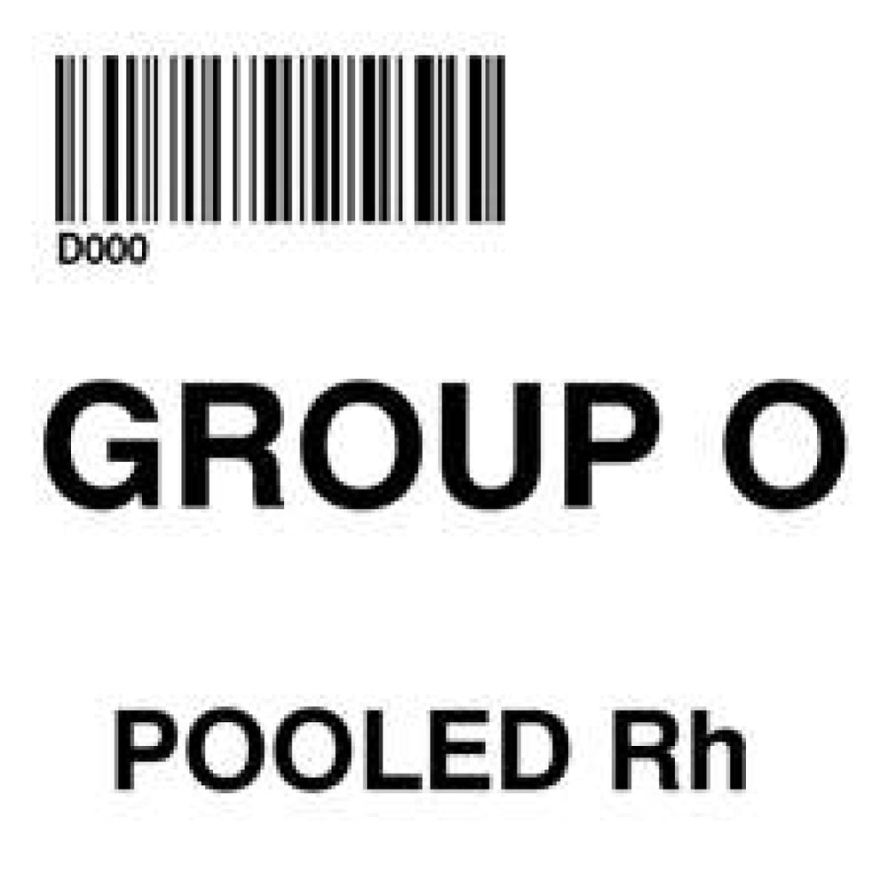 Label Isbt 128 Synthetic Permanent "Group O Pooled Rh'' Core 2" X 2" White 500 Per Roll