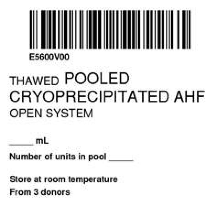 Label Isbt 128 Synthetic Permanent "Thawed Pooled'' Core 2" X 2" White 500 Per Roll