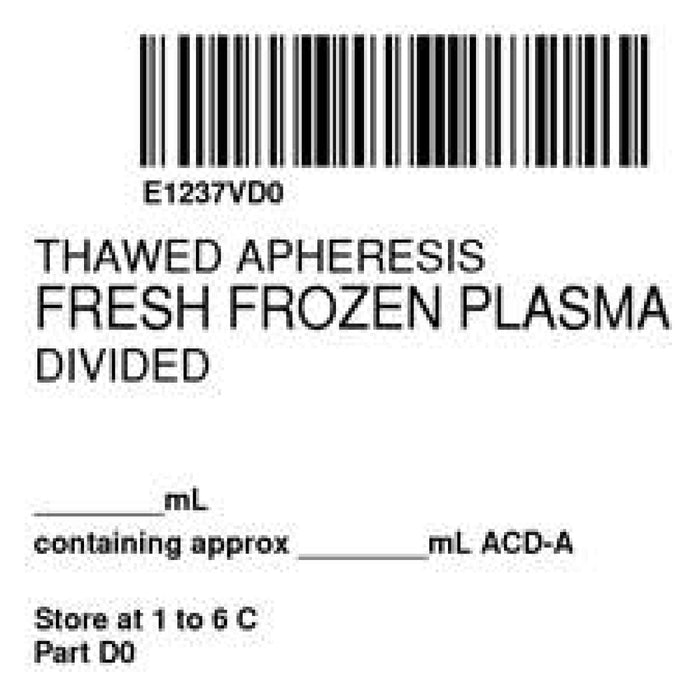 Label Isbt 128 Synthetic Permanent "Thawed Apheresis'' Core 2" X 2" White 500 Per Roll