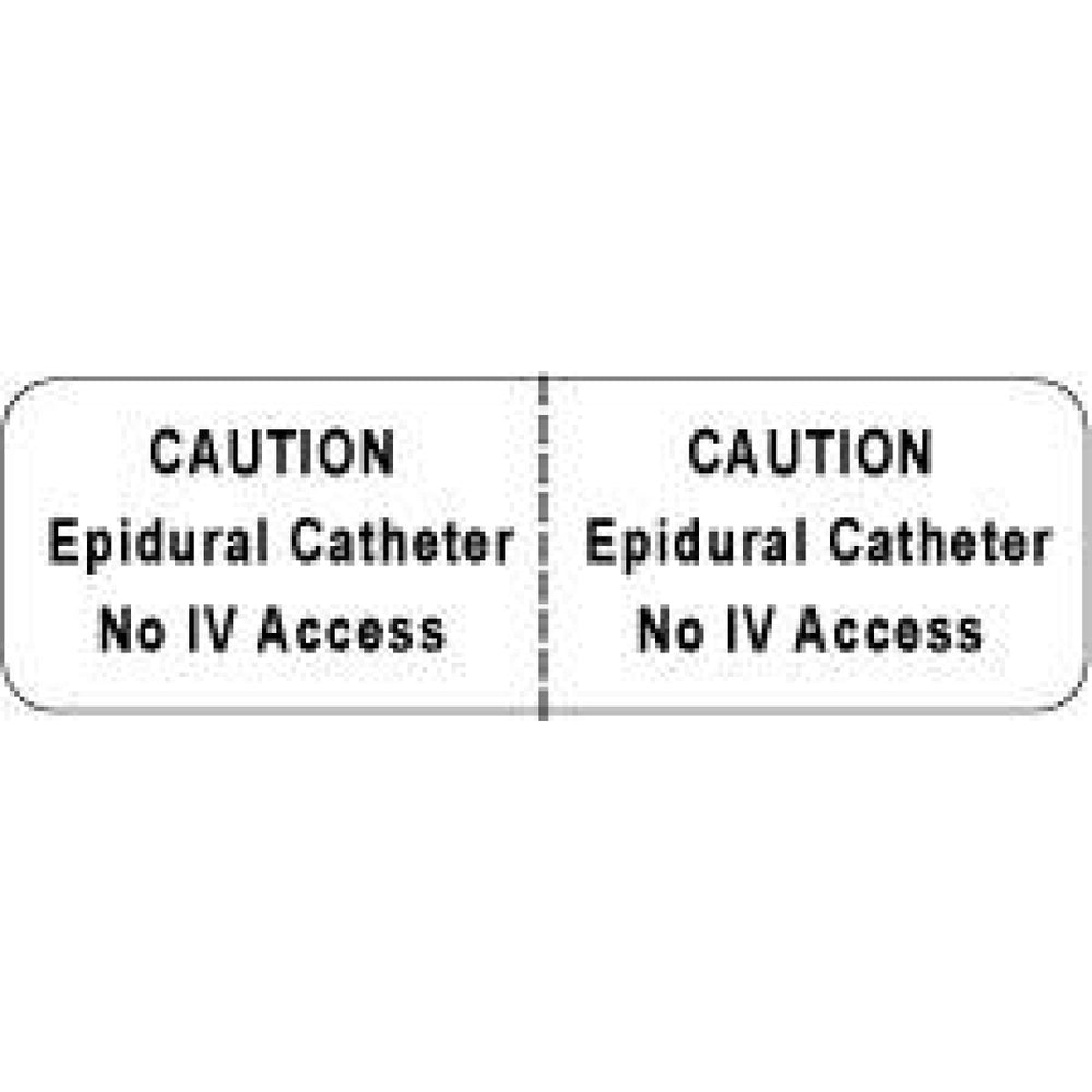 Iv Label Wraparound Paper Permanent Caution Epidural 2 7/8" X 7/8" White 1000 Per Roll