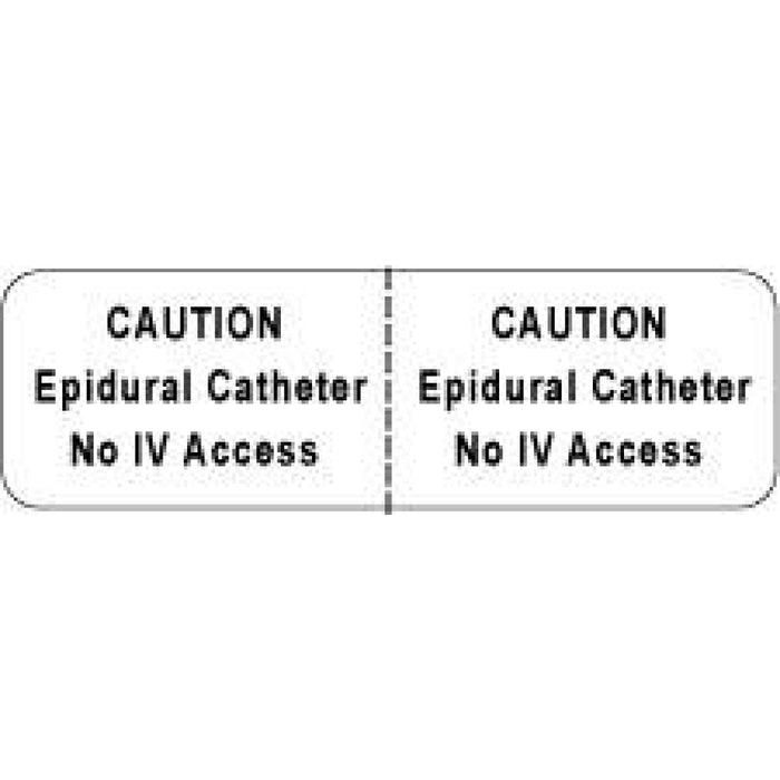 Iv Label Wraparound Paper Permanent Caution Epidural 2 7/8" X 7/8" White 1000 Per Roll