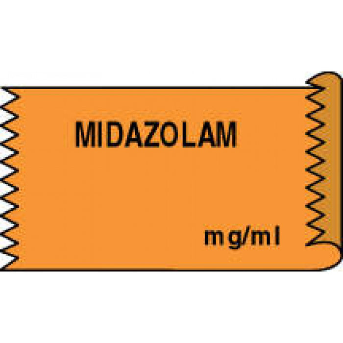 Tape Removable Midazolam Mg/Ml 1" Core 1/2" X 500" Imprints Orange 333 500 Inches Per Roll