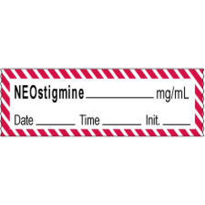 Anesthesia Tape With Date, Time, And Initial | Tall-Man Lettering Removable Neostigmine Mg/Ml 1" Core 1/2" X 500" Imprints White With Fl. Red 333 500 Inches Per Roll
