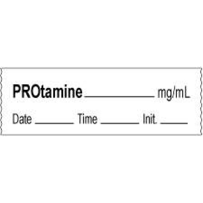 Anesthesia Tape With Date, Time, And Initial | Tall-Man Lettering Removable Protamine Mg/Ml 1" Core 1/2" X 500" Imprints White 333 500 Inches Per Roll