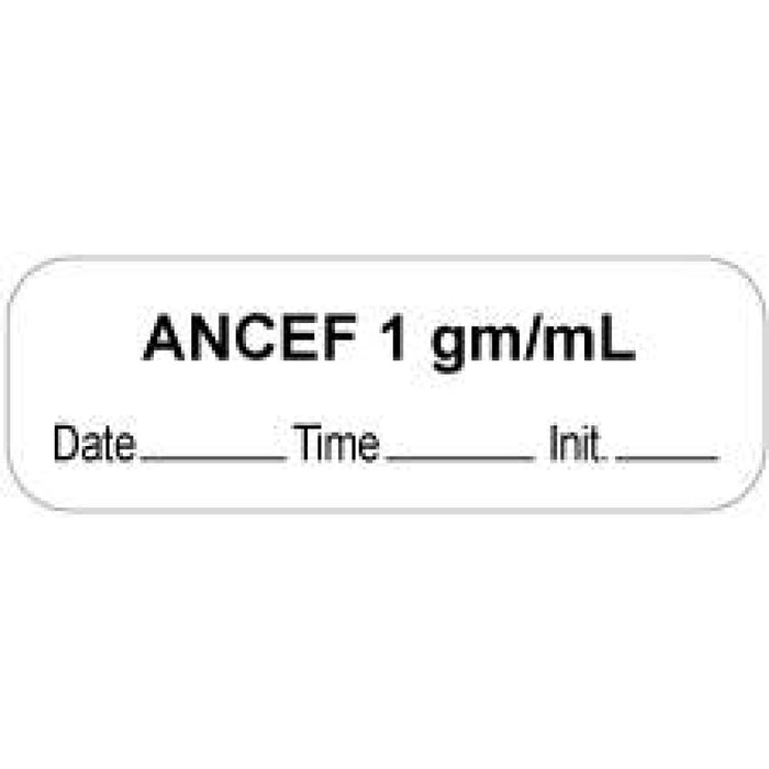 Anesthesia Label With Date, Time, And Initial Paper Permanent "Ancef 1 Gm/Ml" Core 1 1/2" X 1/2" White 1000 Per Roll