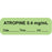 Anesthesia Label With Date, Time, And Initial Paper Permanent "Atropine 0.4 Mg/Ml" Core 1 1/2" X 1/2" Green 1000 Per Roll