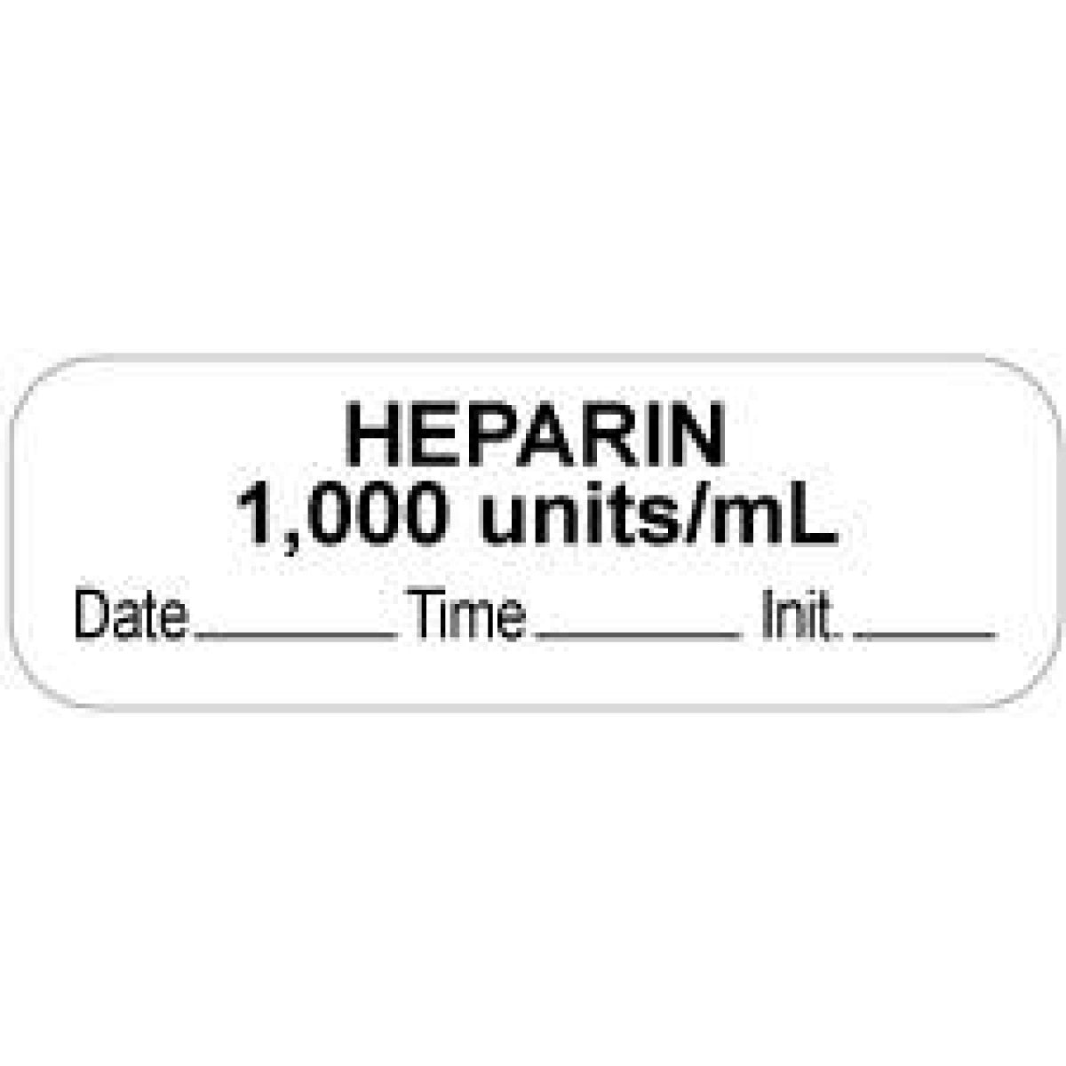 Anesthesia Label With Date, Time & Initial (Paper, Permanent) "Heparin