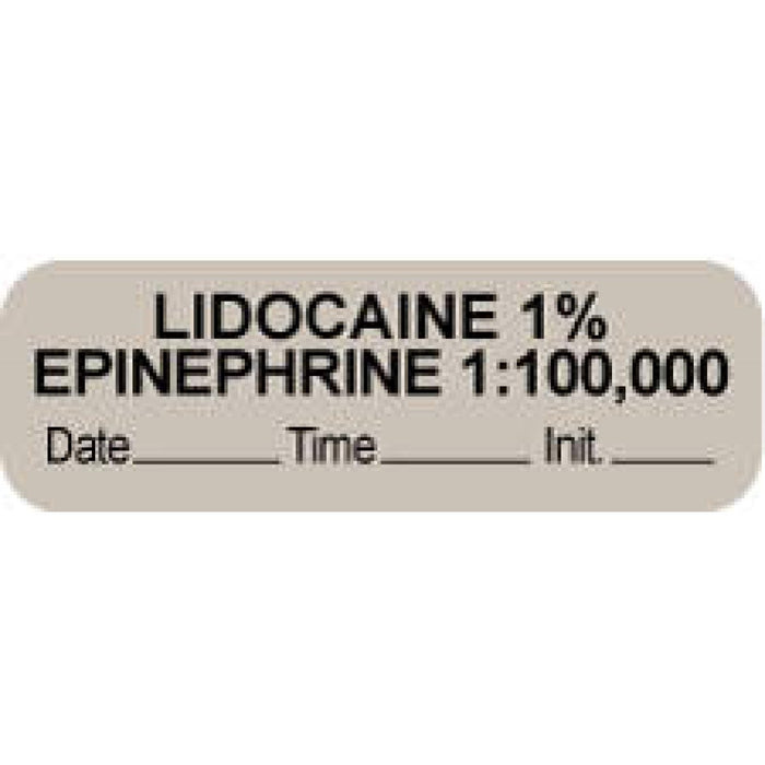 Anesthesia Label With Date, Time, And Initial Paper Permanent "Lidocaine 1% Epi" Core 1.5" X 0.5" Gray 1000 Per Roll
