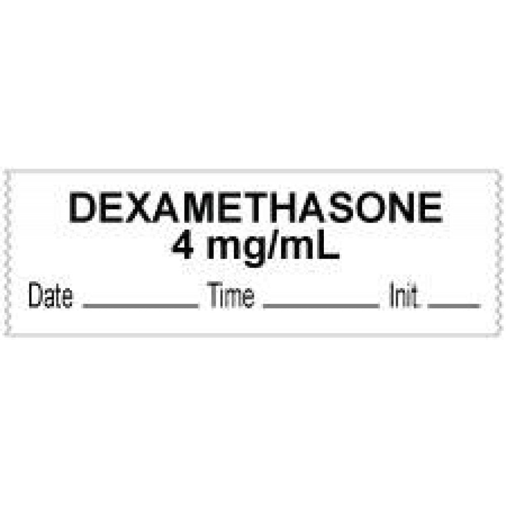 Anesthesia Tape With Date, Time, And Initial Removable "Dexamethasone 4 Mg/Ml" 1" Core 0.5" X 500" White 333 Imprints 500 Inches Per Roll