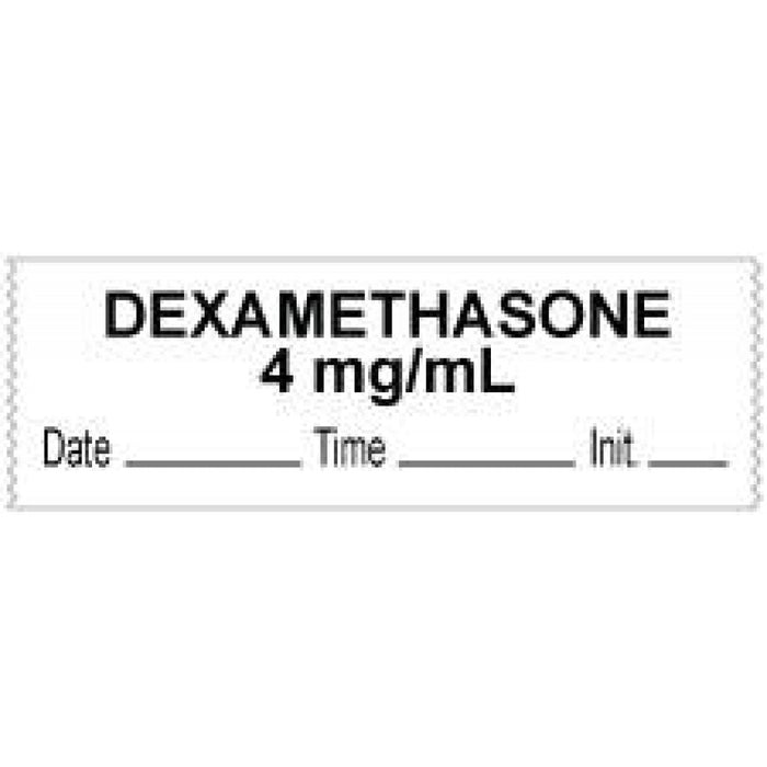Anesthesia Tape With Date, Time, And Initial Removable "Dexamethasone 4 Mg/Ml" 1" Core 0.5" X 500" White 333 Imprints 500 Inches Per Roll