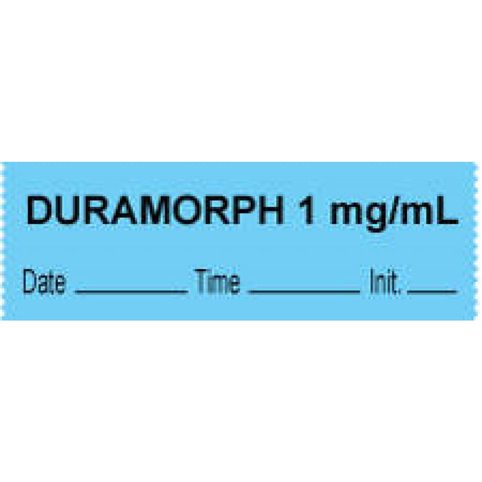 Anesthesia Tape With Date, Time, And Initial Removable "Duramorph 1 Mg/Ml" 1" Core 0.5" X 500" Blue 333 Imprints 500 Inches Per Roll